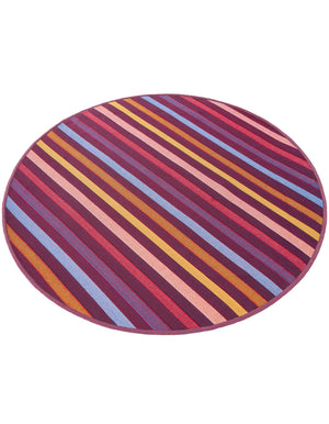 Multicolor 3' 1 x 3' 1 Outdoor Striped Round Area Rug Weather Resistant for Patio, Deck, Terrace, Balcony, Porch Geometric Pattern Waterproof Carpet for Sale at Rug Engine