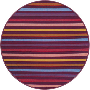 Multicolor 3' 1 x 3' 1 Outdoor Striped Round Area Rug Weather Resistant for Patio, Deck, Terrace, Balcony, Porch Geometric Pattern Waterproof Carpet for Sale at Rug Engine