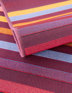 Multicolor 5' 3 x 8' Outdoor Striped Rectangle Area Rug Weather Resistant for Patio, Deck, Terrace, Balcony, Porch Geometric Pattern Waterproof Carpet for Sale at Rug Engine