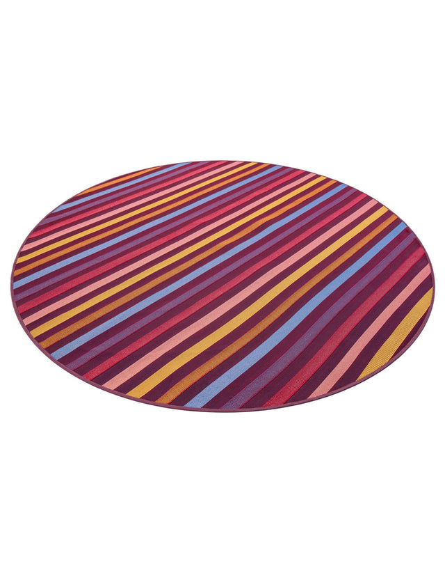 Multicolor 6' 1 x 6' 1 Outdoor Striped Round Area Rug Weather Resistant for Patio, Deck, Terrace, Balcony, Porch Geometric Pattern Waterproof Carpet for Sale at Rug Engine