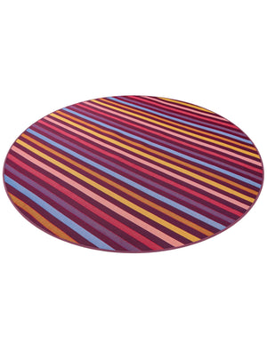 Multicolor 6' 1 x 6' 1 Outdoor Striped Round Area Rug Weather Resistant for Patio, Deck, Terrace, Balcony, Porch Geometric Pattern Waterproof Carpet for Sale at Rug Engine