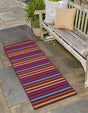 Multicolor 2' 7 x 12' Outdoor Striped Runner Area Rug Weather Resistant for Patio, Deck, Terrace, Balcony, Porch Geometric Pattern Waterproof Carpet for Sale at Rug Engine