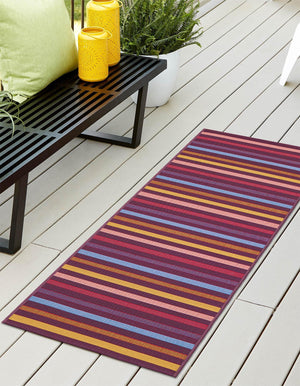 Multicolor 2' x 8' Outdoor Striped Runner Area Rug Weather Resistant for Patio, Deck, Terrace, Balcony, Porch Geometric Pattern Waterproof Carpet for Sale at Rug Engine