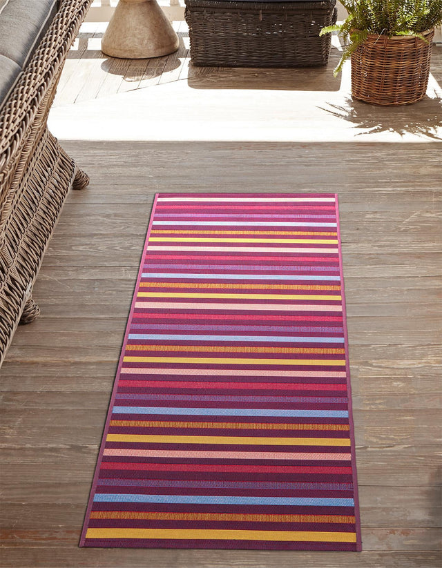 Multicolor 2' x 8' Outdoor Striped Runner Area Rug Weather Resistant for Patio, Deck, Terrace, Balcony, Porch Geometric Pattern Waterproof Carpet for Sale at Rug Engine