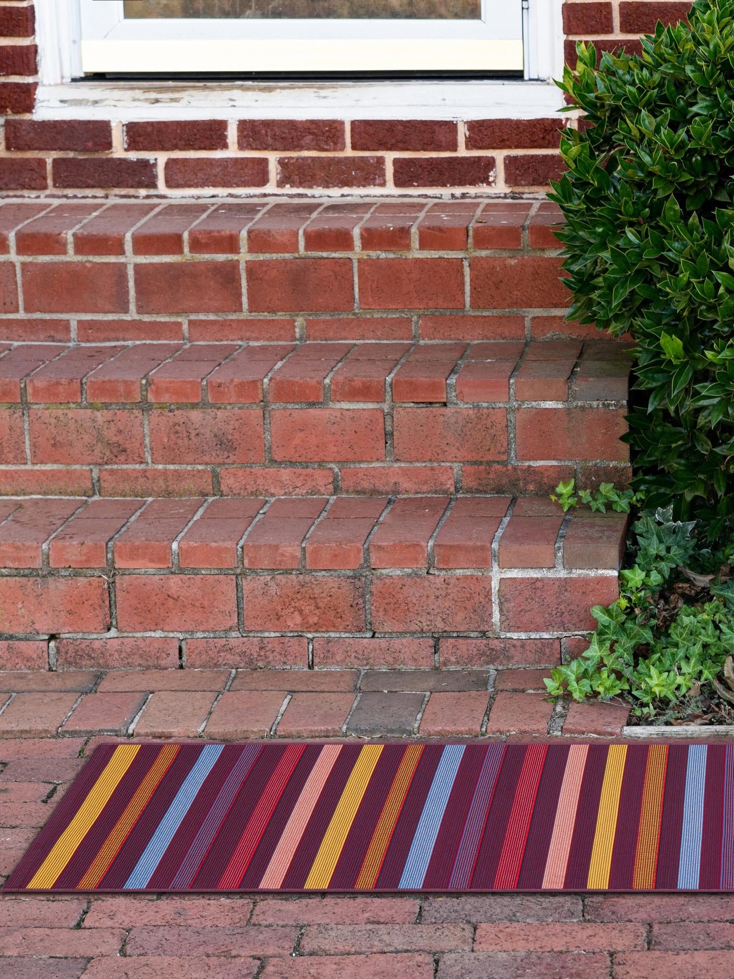 Multicolor 2' x 8' Outdoor Striped Runner Area Rug Weather Resistant for Patio, Deck, Terrace, Balcony, Porch Geometric Pattern Waterproof Carpet for Sale at Rug Engine