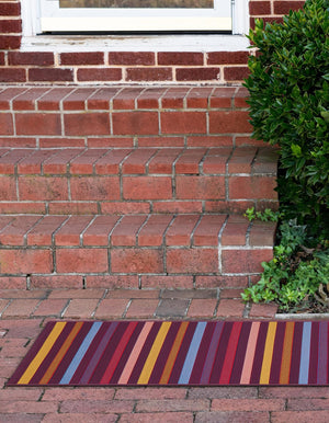 Multicolor 2' x 8' Outdoor Striped Runner Area Rug Weather Resistant for Patio, Deck, Terrace, Balcony, Porch Geometric Pattern Waterproof Carpet for Sale at Rug Engine