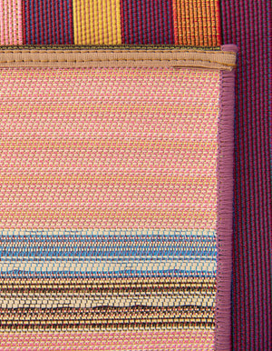 Multicolor 2' 7 x 10' Outdoor Striped Runner Area Rug Weather Resistant for Patio, Deck, Terrace, Balcony, Porch Geometric Pattern Waterproof Carpet for Sale at Rug Engine