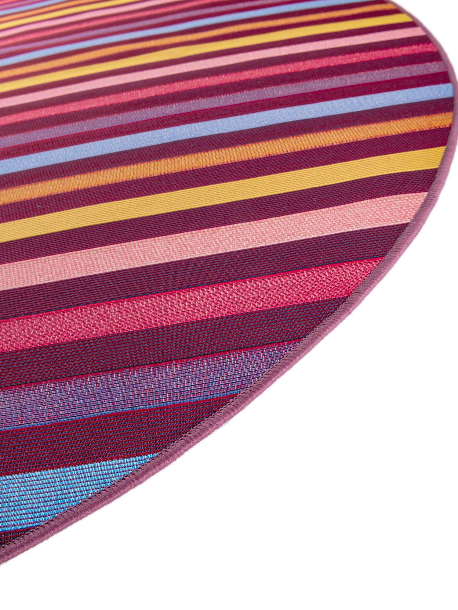 Multicolor 6' 1 x 6' 1 Outdoor Striped Round Area Rug Weather Resistant for Patio, Deck, Terrace, Balcony, Porch Geometric Pattern Waterproof Carpet for Sale at Rug Engine