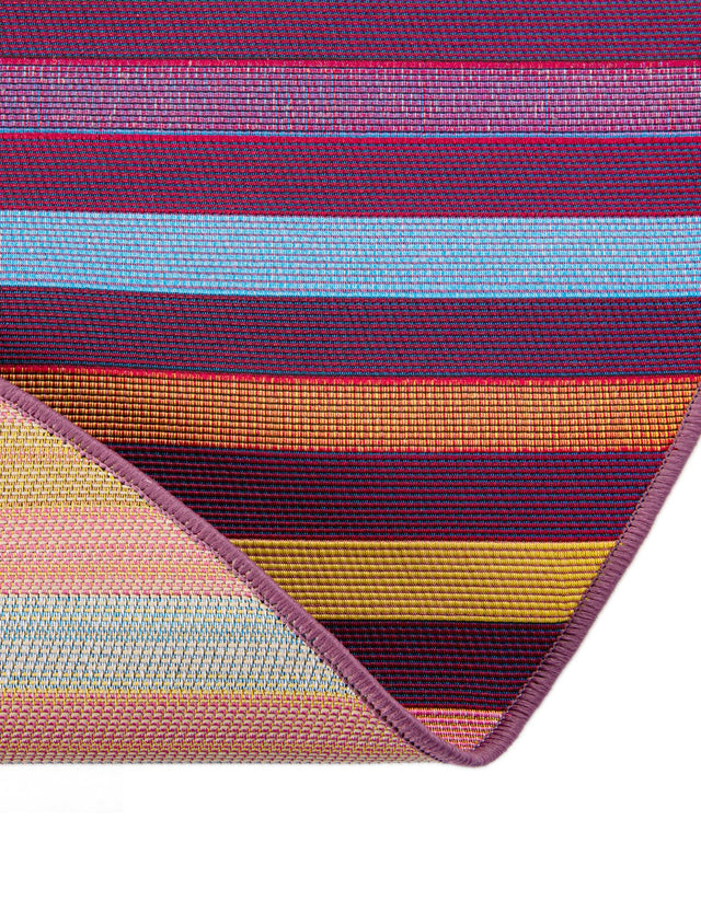 Multicolor 3' 1 x 3' 1 Outdoor Striped Round Area Rug Weather Resistant for Patio, Deck, Terrace, Balcony, Porch Geometric Pattern Waterproof Carpet for Sale at Rug Engine