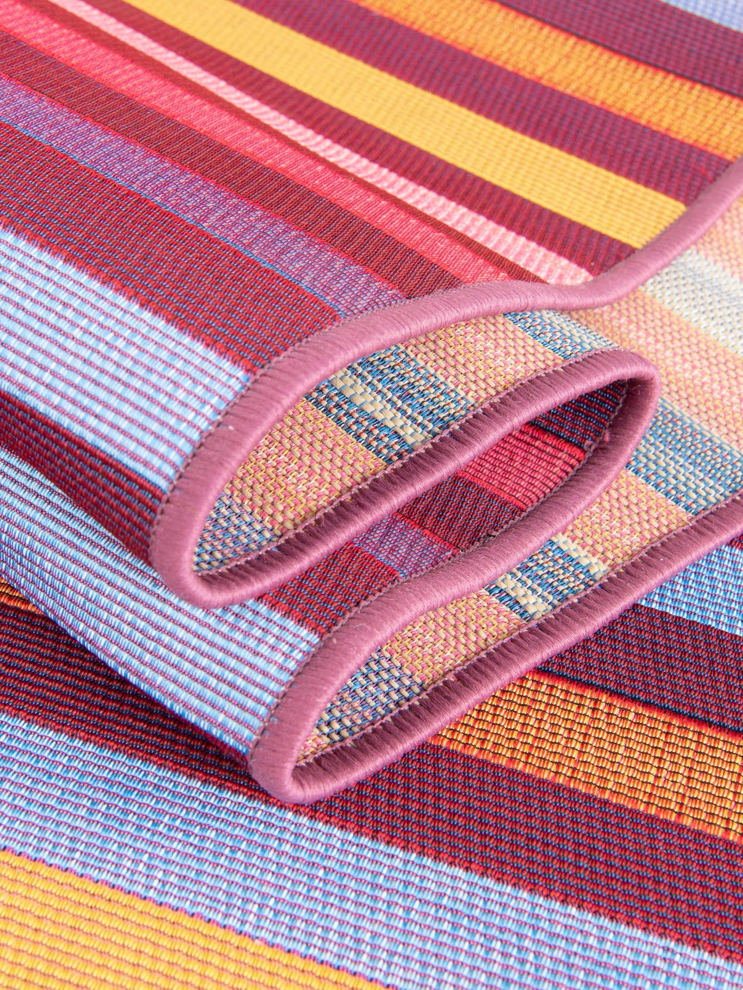 Multicolor 6' 1 x 6' 1 Outdoor Striped Round Area Rug Weather Resistant for Patio, Deck, Terrace, Balcony, Porch Geometric Pattern Waterproof Carpet for Sale at Rug Engine