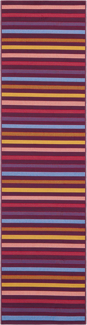 Multicolor 2' x 8' Outdoor Striped Runner Area Rug Weather Resistant for Patio, Deck, Terrace, Balcony, Porch Geometric Pattern Waterproof Carpet for Sale at Rug Engine