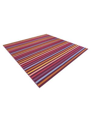 Multicolor 7' 10 x 7' 10 Outdoor Striped Square Area Rug Weather Resistant for Patio, Deck, Terrace, Balcony, Porch Geometric Pattern Waterproof Carpet for Sale at Rug Engine