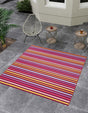 Multicolor 10' x 10' Outdoor Striped Square Area Rug Weather Resistant for Patio, Deck, Terrace, Balcony, Porch Geometric Pattern Waterproof Carpet for Sale at Rug Engine