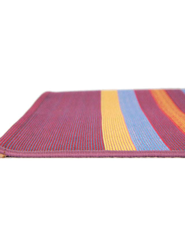 Multicolor 7' 10 x 7' 10 Outdoor Striped Square Area Rug Weather Resistant for Patio, Deck, Terrace, Balcony, Porch Geometric Pattern Waterproof Carpet for Sale at Rug Engine