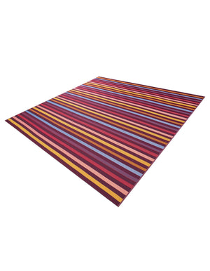 Multicolor 7' 10 x 7' 10 Outdoor Striped Square Area Rug Weather Resistant for Patio, Deck, Terrace, Balcony, Porch Geometric Pattern Waterproof Carpet for Sale at Rug Engine