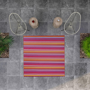 Multicolor 7' 10 x 7' 10 Outdoor Striped Square Area Rug Weather Resistant for Patio, Deck, Terrace, Balcony, Porch Geometric Pattern Waterproof Carpet for Sale at Rug Engine