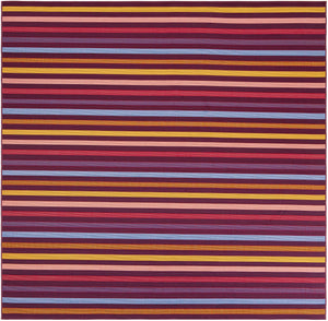 Multicolor 7' 10 x 7' 10 Outdoor Striped Square Area Rug Weather Resistant for Patio, Deck, Terrace, Balcony, Porch Geometric Pattern Waterproof Carpet for Sale at Rug Engine