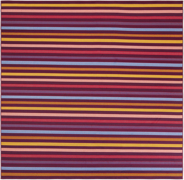 Multicolor 7' 10 x 7' 10 Outdoor Striped Square Area Rug Weather Resistant for Patio, Deck, Terrace, Balcony, Porch Geometric Pattern Waterproof Carpet for Sale at Rug Engine
