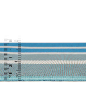 Blue 6' 1 x 9' Outdoor Striped Rectangle Area Rug Weather Resistant for Patio, Deck, Terrace, Balcony, Porch Geometric Pattern Waterproof Carpet for Sale at Rug Engine