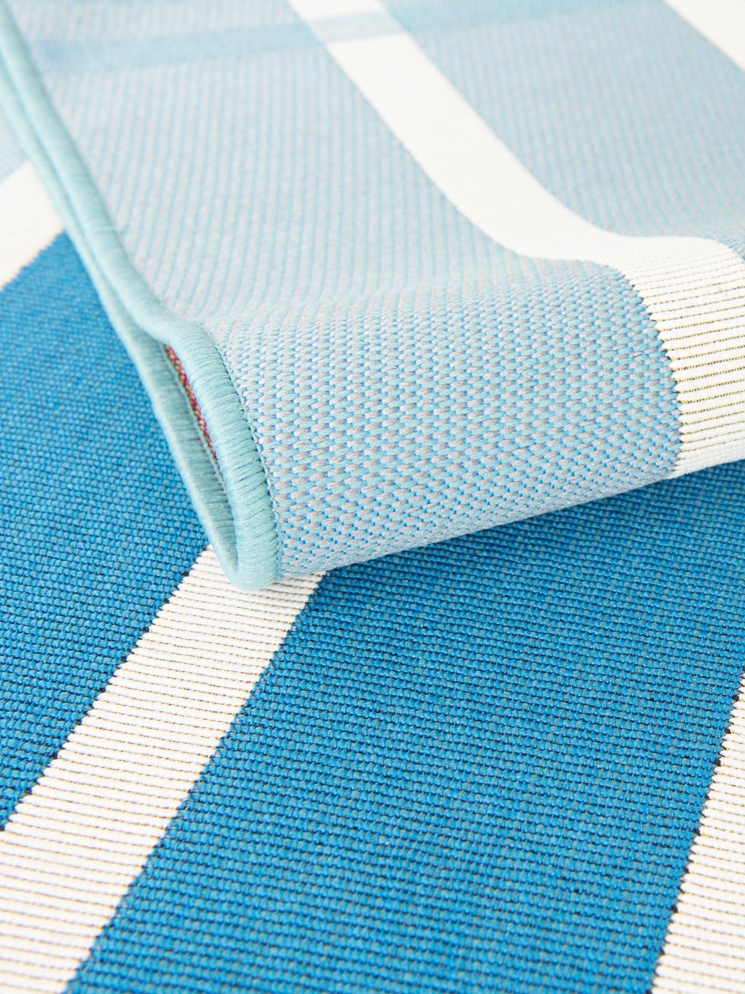Blue 4' 1 x 6' 1 Outdoor Striped Rectangle Area Rug Weather Resistant for Patio, Deck, Terrace, Balcony, Porch Geometric Pattern Waterproof Carpet for Sale at Rug Engine
