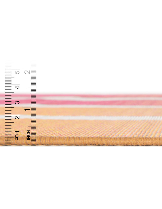 Peach and Salmon 2' x 3' 1 Outdoor Striped Rectangle Area Rug Weather Resistant for Patio, Deck, Terrace, Balcony, Porch Geometric Pattern Waterproof Carpet for Sale at Rug Engine