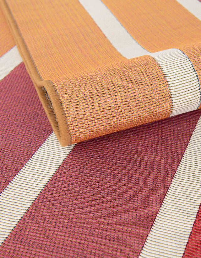 Peach and Salmon 2' x 3' 1 Outdoor Striped Rectangle Area Rug Weather Resistant for Patio, Deck, Terrace, Balcony, Porch Geometric Pattern Waterproof Carpet for Sale at Rug Engine