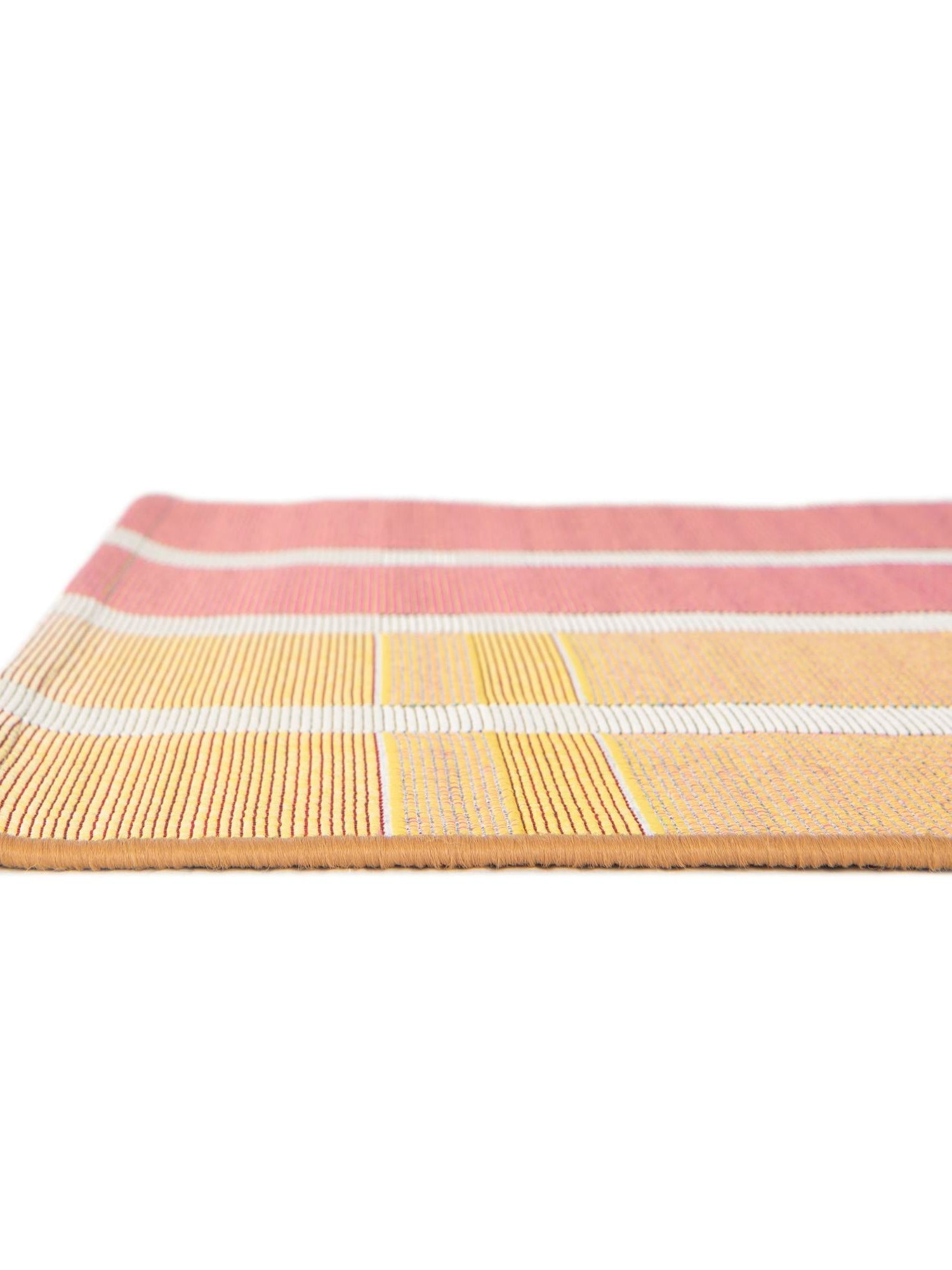 Peach and Salmon 4' 1 x 6' 1 Outdoor Striped Rectangle Area Rug Weather Resistant for Patio, Deck, Terrace, Balcony, Porch Geometric Pattern Waterproof Carpet for Sale at Rug Engine