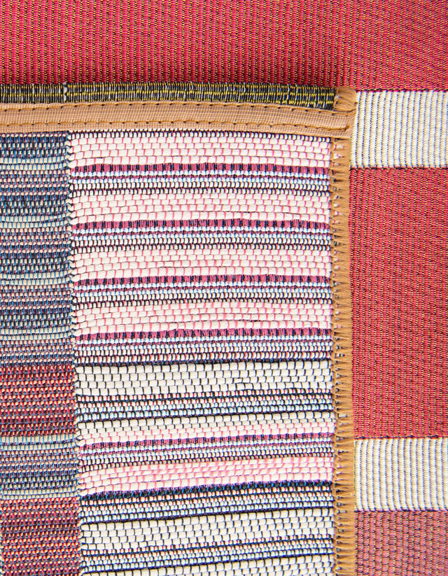 Peach and Salmon 6' 1 x 9' Outdoor Striped Rectangle Area Rug Weather Resistant for Patio, Deck, Terrace, Balcony, Porch Geometric Pattern Waterproof Carpet for Sale at Rug Engine