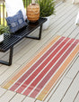 Peach and Salmon 2' x 8' Outdoor Striped Runner Area Rug Weather Resistant for Patio, Deck, Terrace, Balcony, Porch Geometric Pattern Waterproof Carpet for Sale at Rug Engine