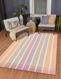 Pink and Lavender 5' 3 x 8' Outdoor Striped Rectangle Area Rug Weather Resistant for Patio, Deck, Terrace, Balcony, Porch Geometric Pattern Waterproof Carpet for Sale at Rug Engine