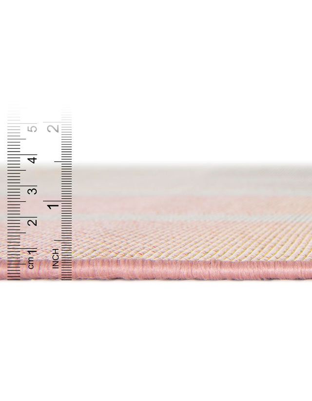 Pink and Lavender 4' 1 x 6' 1 Outdoor Striped Rectangle Area Rug Weather Resistant for Patio, Deck, Terrace, Balcony, Porch Geometric Pattern Waterproof Carpet for Sale at Rug Engine