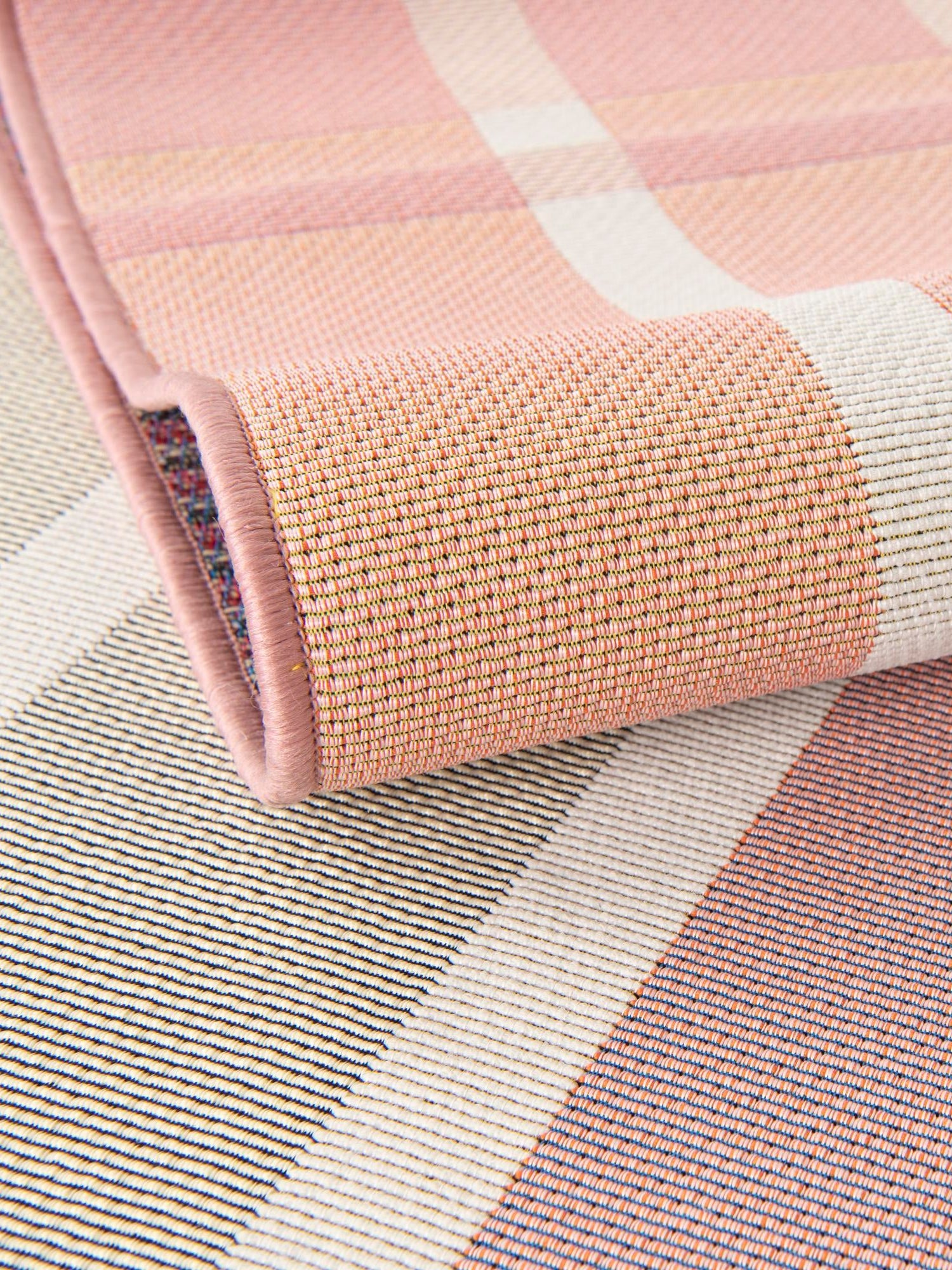 Pink and Lavender 2' x 3' 1 Outdoor Striped Rectangle Area Rug Weather Resistant for Patio, Deck, Terrace, Balcony, Porch Geometric Pattern Waterproof Carpet for Sale at Rug Engine