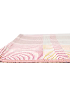 Pink and Lavender 6' 1 x 9' Outdoor Striped Rectangle Area Rug Weather Resistant for Patio, Deck, Terrace, Balcony, Porch Geometric Pattern Waterproof Carpet for Sale at Rug Engine