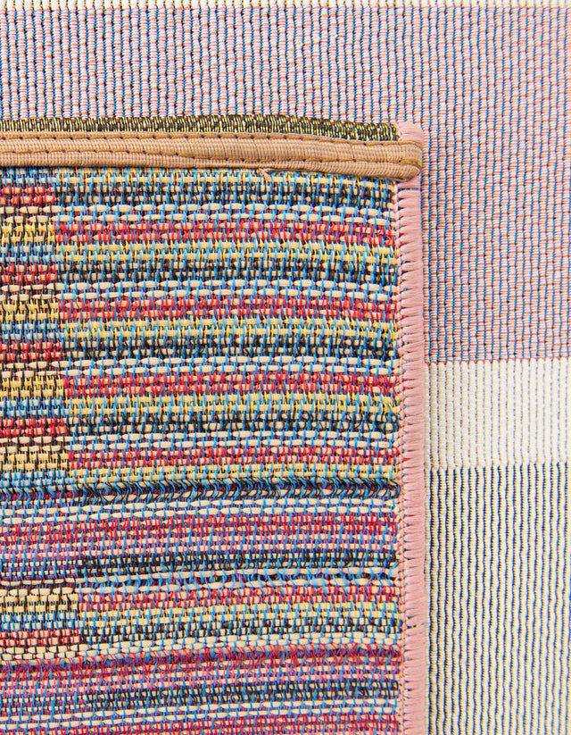 Pink and Lavender 9' x 12' Outdoor Striped Rectangle Rug
