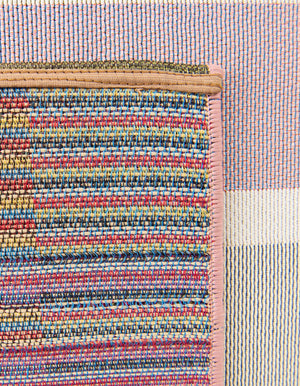 Pink and Lavender 8' x 10' Outdoor Striped Rectangle Rug