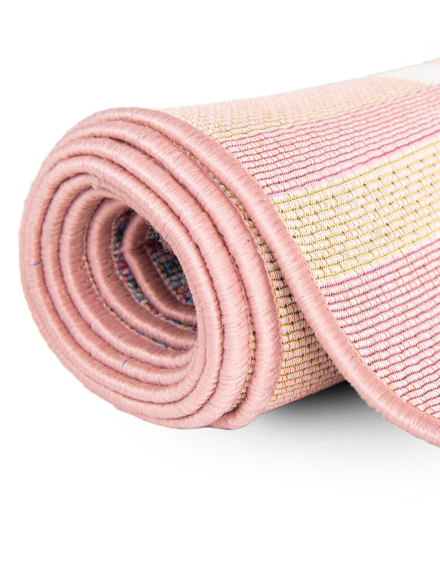 Pink and Lavender 8' x 10' Outdoor Striped Rectangle Rug