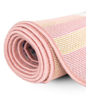 Pink and Lavender 4' 1 x 6' 1 Outdoor Striped Rectangle Area Rug Weather Resistant for Patio, Deck, Terrace, Balcony, Porch Geometric Pattern Waterproof Carpet for Sale at Rug Engine