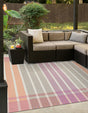 Pink and Lavender 10' x 10' Outdoor Striped Square Rug