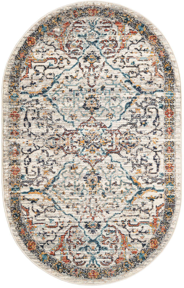 Ivory 3' 3 x 5' 3 Lola Oval Area Rug Polypropylene With Jute Backing Traditional Pattern Easy Clean Carpet for Home Interior Design for Sale at Rug Engine