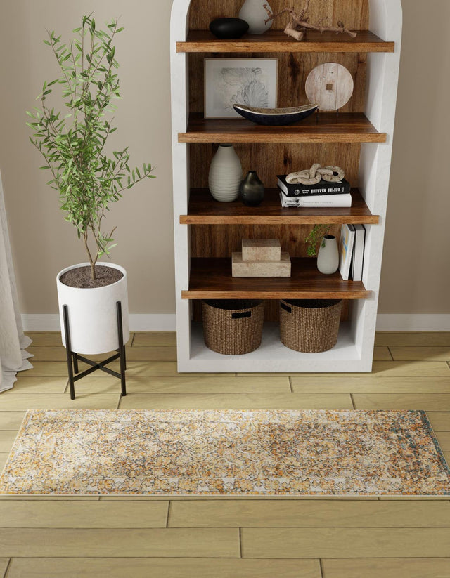 LBrown Blue 2' x 6' Isabella Runner Area Rug Polypropylene & Polyester Traditional Elegant Carpet for Living Rooms, Dining, Office, Dorms for Sale at Rug Engine