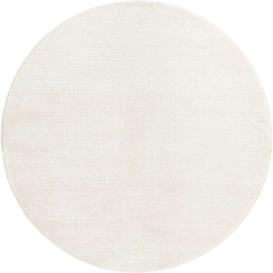 Ivory 4' 1 x 4' 1 Finsbury Round Area Rug 60% Polypropylene & 40% Polyester Contemporary Carpet for Living Rooms, Dining, Offices for Sale at Rug Engine