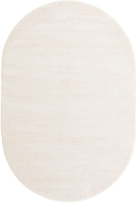 Ivory 4' 1 x 6' 1 Finsbury Oval Area Rug 60% Polypropylene & 40% Polyester Contemporary Carpet for Living Rooms, Dining, Offices for Sale at Rug Engine