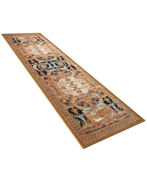 Black Gold Brown 2' 7 x 10' Outdoor Traditional Runner Area Rug Weather Resistant for Patio, Deck, Terrace, Balcony, Porch Classical Design Outside Carpet for Sale at Rug Engine