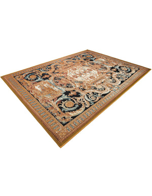 Black Gold Brown 5' 3 x 7' 1 Outdoor Traditional Rectangle Area Rug Weather Resistant for Patio, Deck, Terrace, Balcony, Porch Classical Design Outside Carpet for Sale at Rug Engine