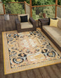 Black Gold Brown 7' 10 x 10' Outdoor Traditional Rectangle Area Rug Weather Resistant for Patio, Deck, Terrace, Balcony, Porch Classical Design Outside Carpet for Sale at Rug Engine