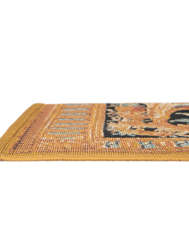 Black Gold Brown 9' x 12' Outdoor Traditional Rectangle Area Rug Weather Resistant for Patio, Deck, Terrace, Balcony, Porch Classical Design Outside Carpet for Sale at Rug Engine