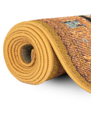 Black Gold Brown 2' 7 x 10' Outdoor Traditional Runner Area Rug Weather Resistant for Patio, Deck, Terrace, Balcony, Porch Classical Design Outside Carpet for Sale at Rug Engine