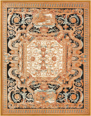 Black Gold Brown 7' 10 x 10' Outdoor Traditional Rectangle Area Rug Weather Resistant for Patio, Deck, Terrace, Balcony, Porch Classical Design Outside Carpet for Sale at Rug Engine