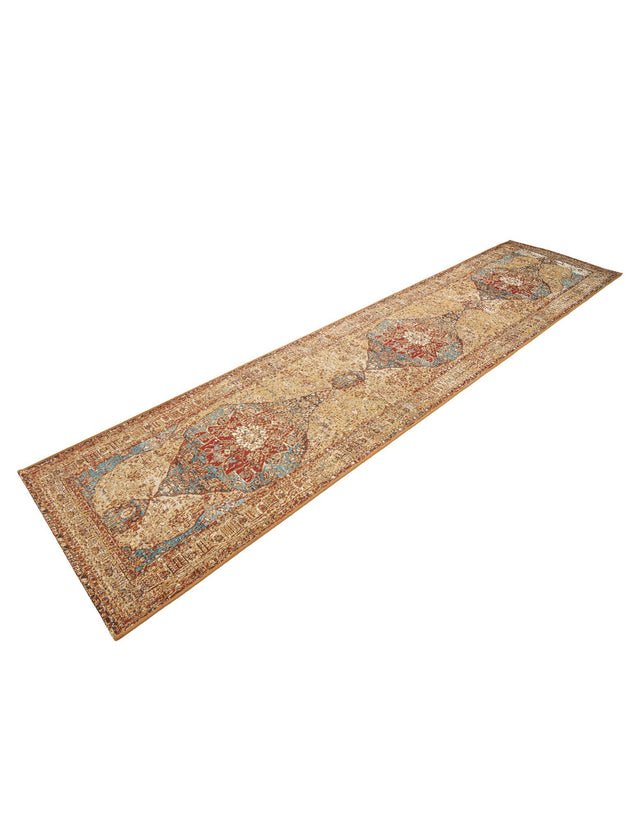 Blue and Light Brown 2' 7 x 12' Outdoor Traditional Runner Area Rug Weather Resistant for Patio, Deck, Terrace, Balcony, Porch Classical Design Outside Carpet for Sale at Rug Engine