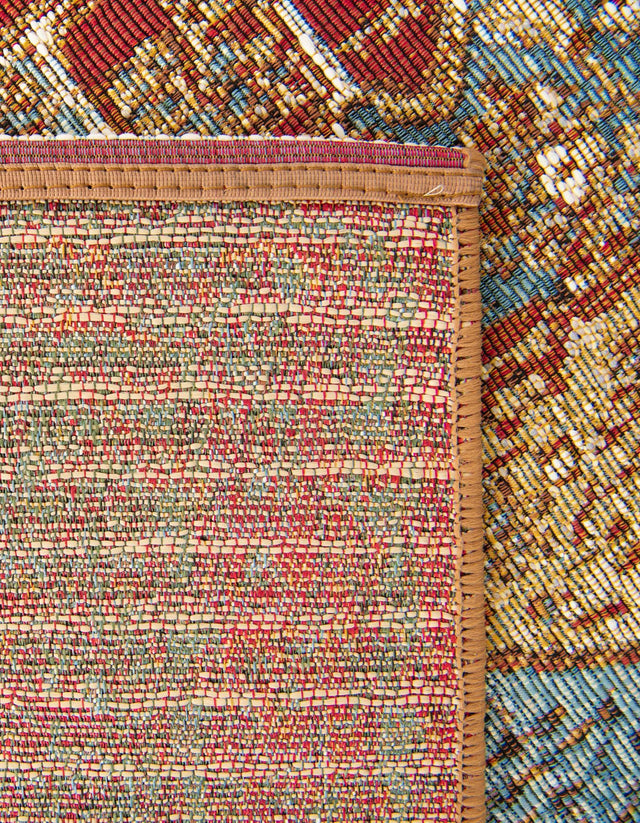 Blue and Light Brown 4' 1 x 6' 1 Outdoor Traditional Rectangle Area Rug Weather Resistant for Patio, Deck, Terrace, Balcony, Porch Classical Design Outside Carpet for Sale at Rug Engine